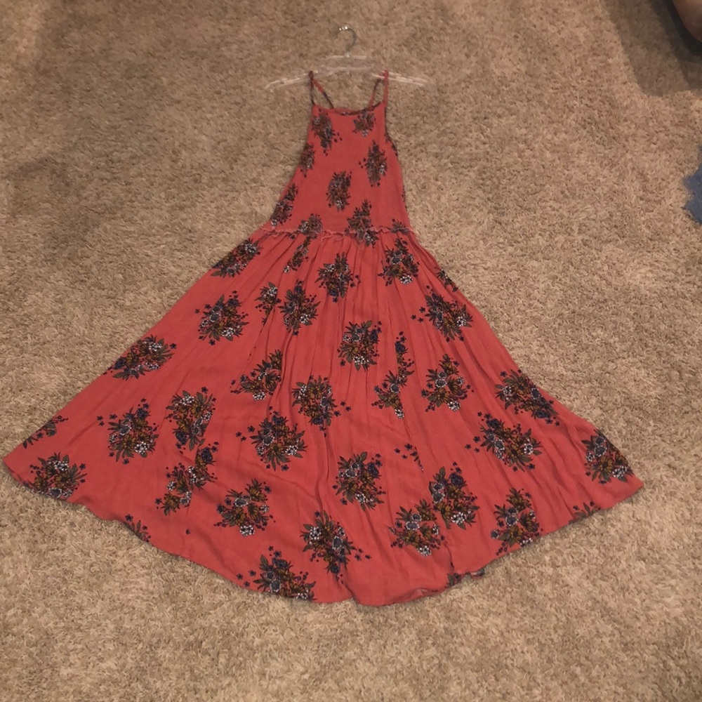 Orange floral maxi dress